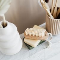 Set of natural toiletries on marble tabletop: best wood projects that sell online + guide