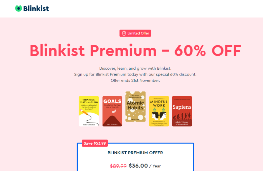 Blinkist Black Friday Promo 60 OFF Discount