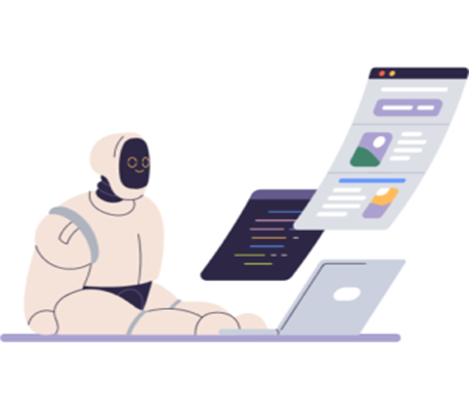 illustration of a robot that writes