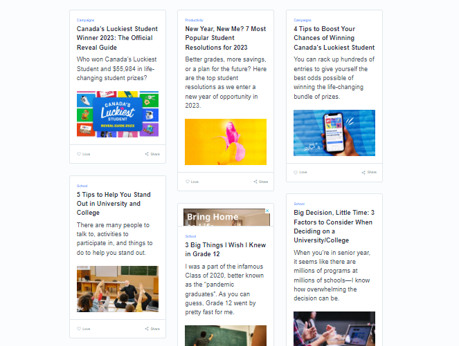 Student Life Network blog articles