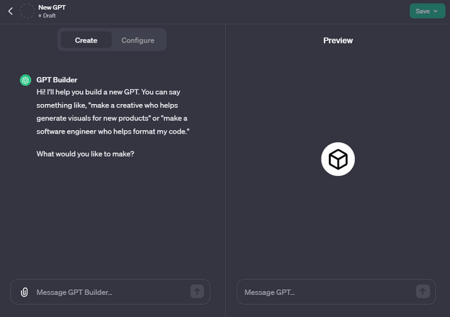 GPT Builder and preview