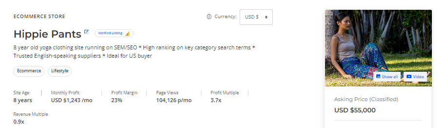 Shopify Store 4. Hippie Pants - sale listing page