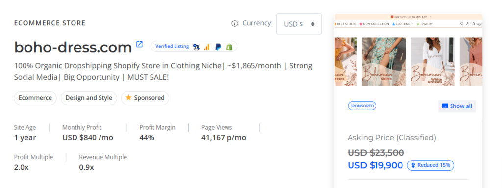 4. Boho Dress - Niche: Fashion