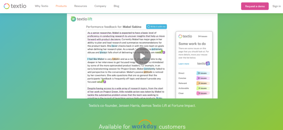 #1. Textio AI Reply Generator homepage screenshot