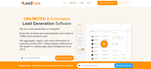 LeadFuze homepage