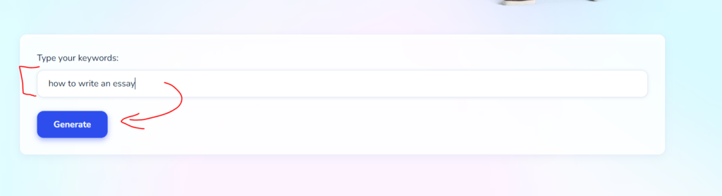 screenshot: generating an essay using StudyCrumb