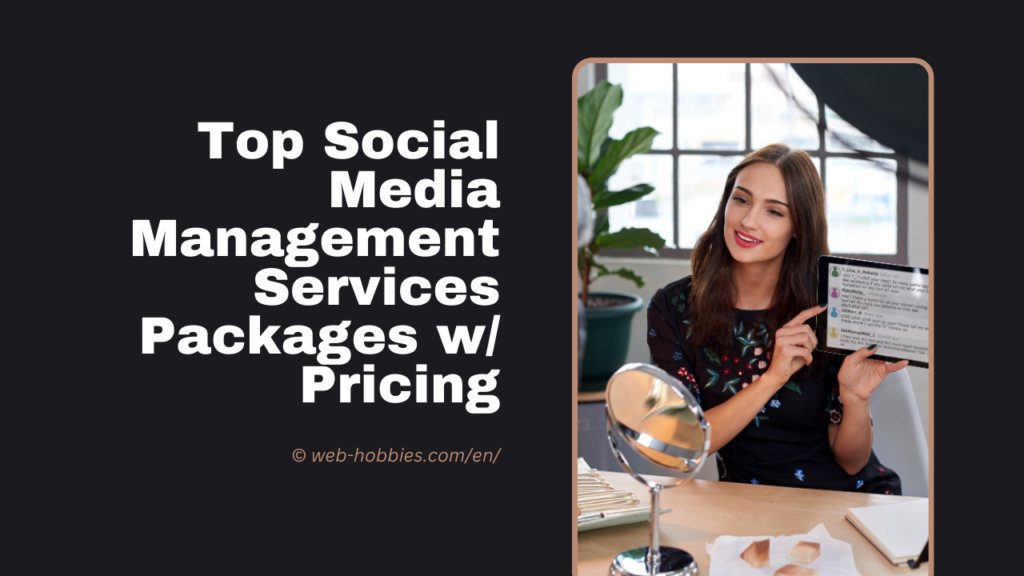 featured image, smm services text a woman on social media holding her tablet and talking