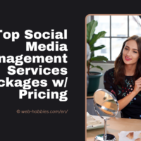 featured image, smm services text a woman on social media holding her tablet and talking