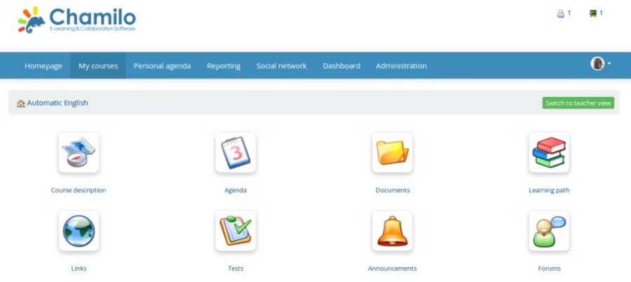 Chamilo LMS dash