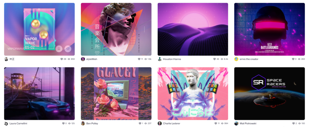 Vaporwave Midjourney illustration examples