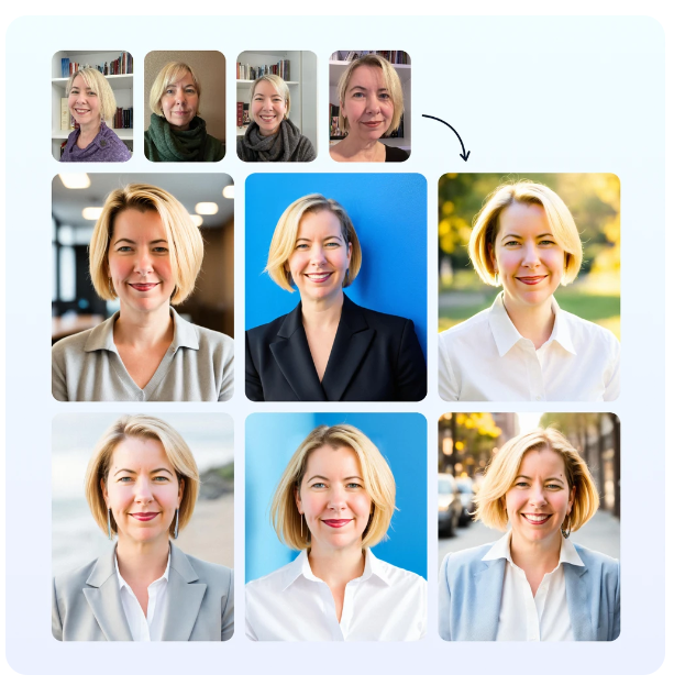 InstaHeadshots headshots samples (before and after) for a woman