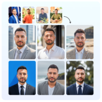 man turned his casual photos into formal business headshots using AI