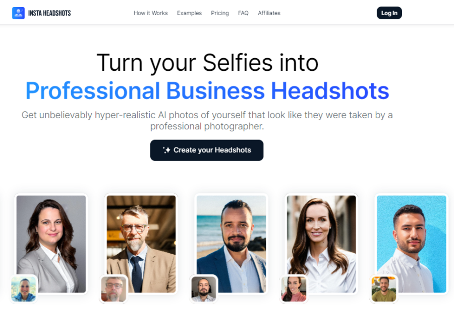 InstaHeadshots homepage