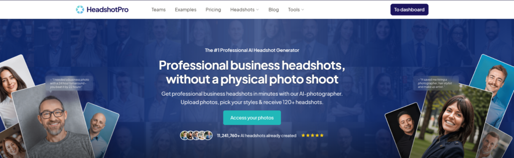 HeadshotPro homepage