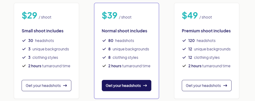 HeadshotPro packages and pricing