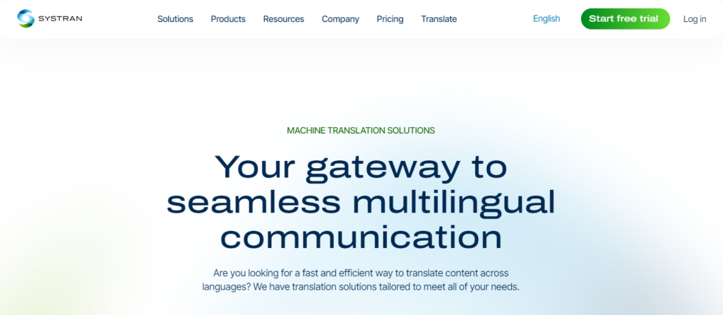 Systransoft homepage - an online translator for professionals and entreprises