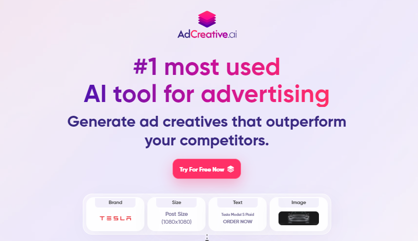 AdCreative Ai ad maker (homepage)