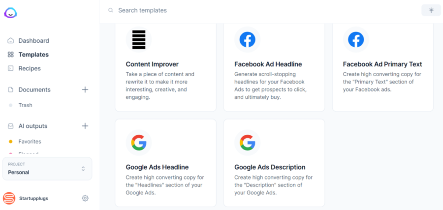 Jasperai ads templates (dashboard)