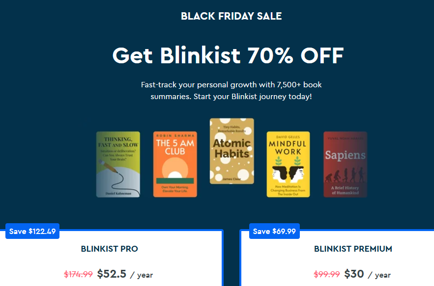 Blinkist Black Friday Deal 2024 + 70% Off Coupon