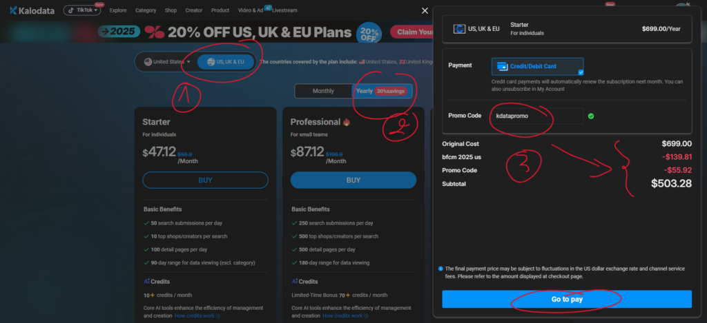 proof: Kalodata discount applied