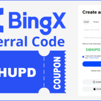 BingX signup page with referral code E6HUPD