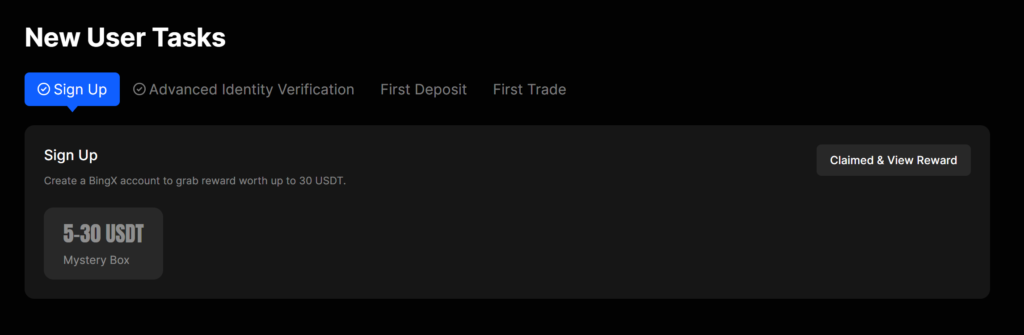 BingX signup task and bonus task