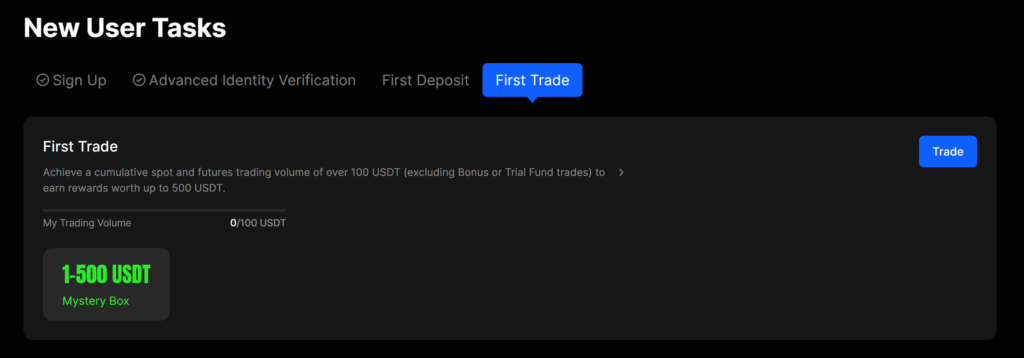 BingX first trade bonus and task