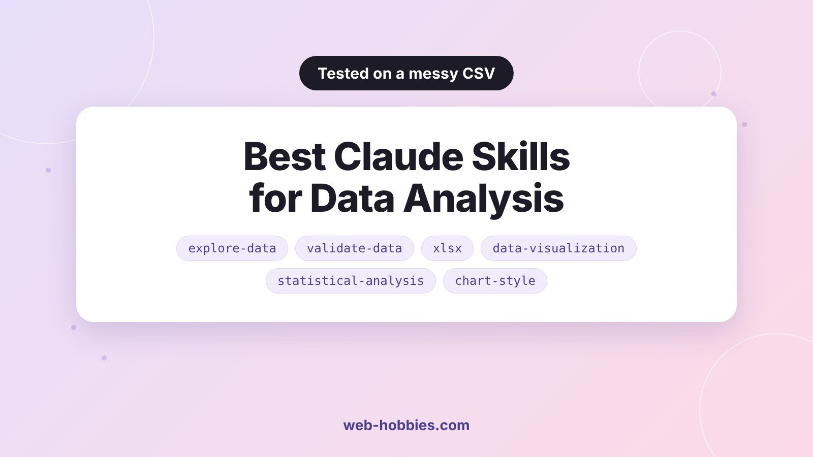 Best Claude skills for data analysis: explore-data, validate-data, xlsx, data-visualization, statistical-analysis and chart-style