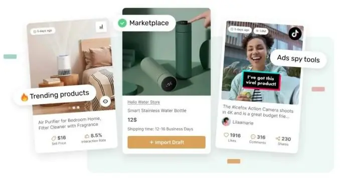 AutoDS winning products finder with trending products, marketplace and ad spy cards