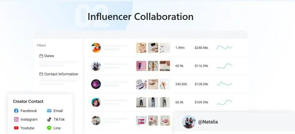 Kalodata creator and influencer search with followers, sales and contact info