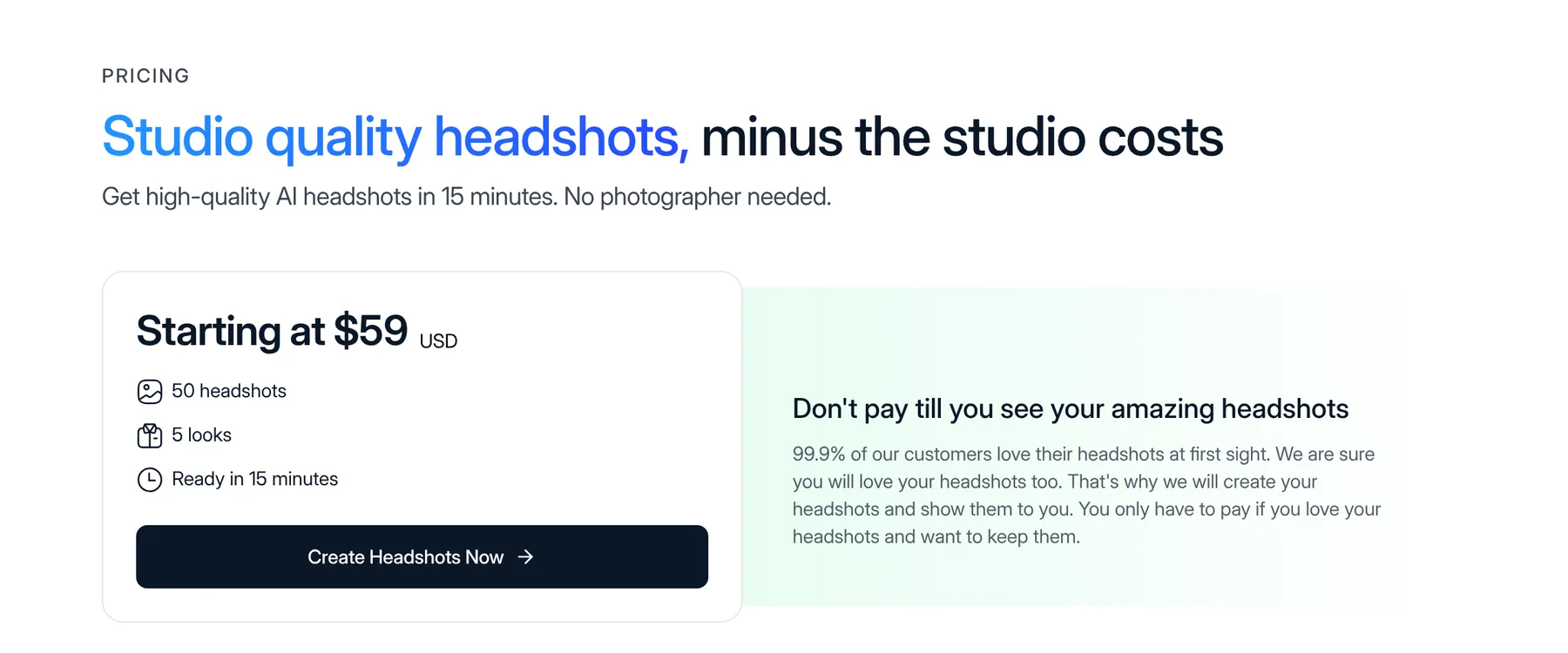 Magic Studio (InstaHeadshots) pricing starting at $59 for 50 headshots and 5 looks